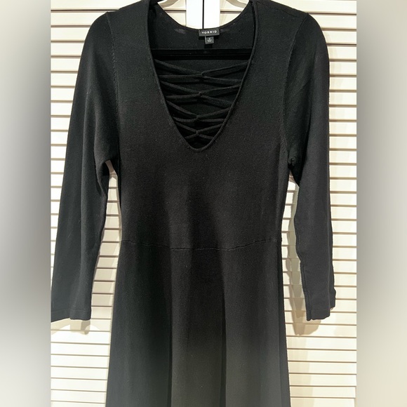 Torrid Black Lace-Up Knit Top - Picture 2 of 3